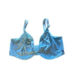 Victoria's Secret Unlined Demi Bra 38DDD Womens Underwired Blue Polka Dot